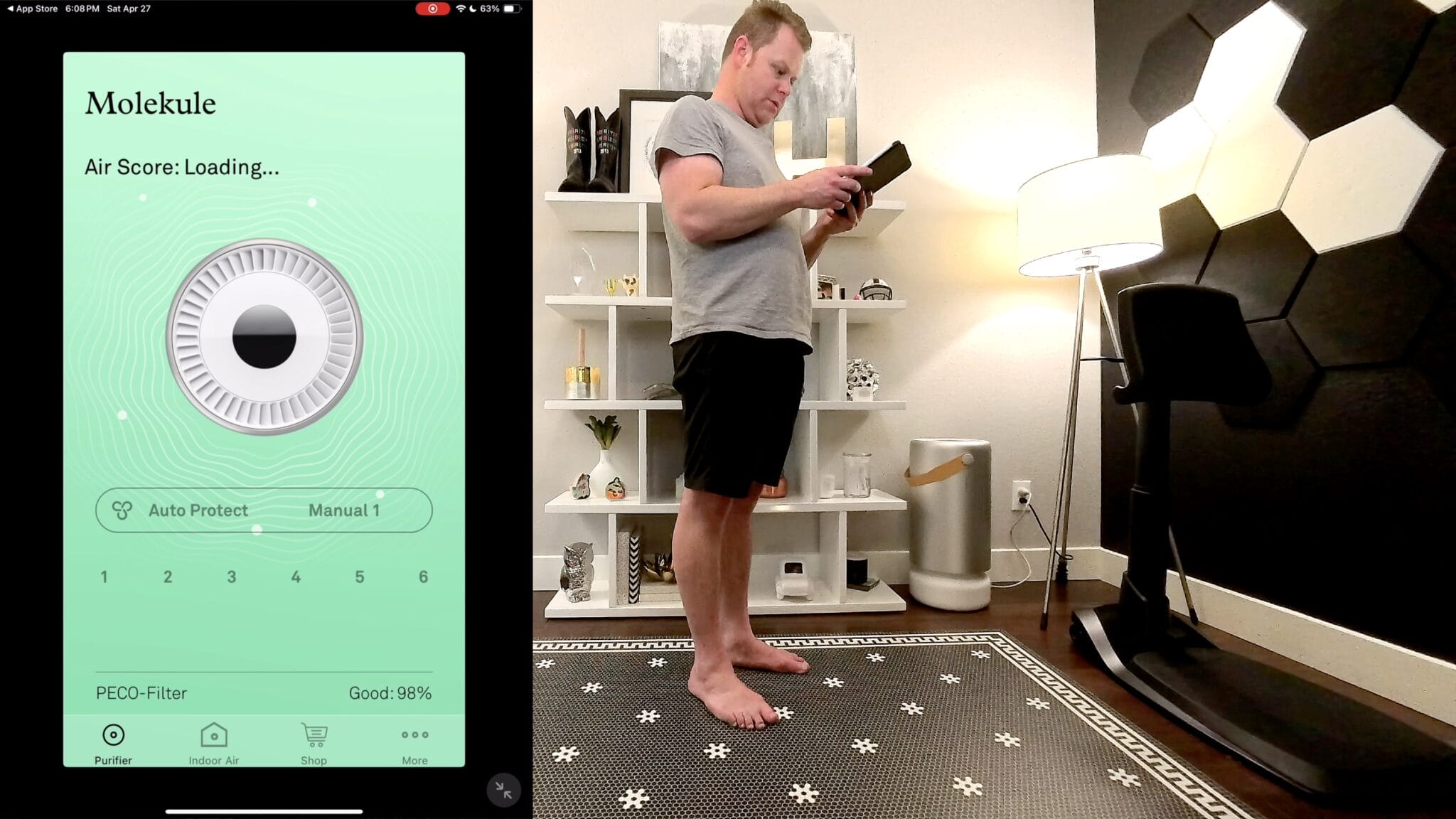 Molekule Air Pro app showing real-time air quality data