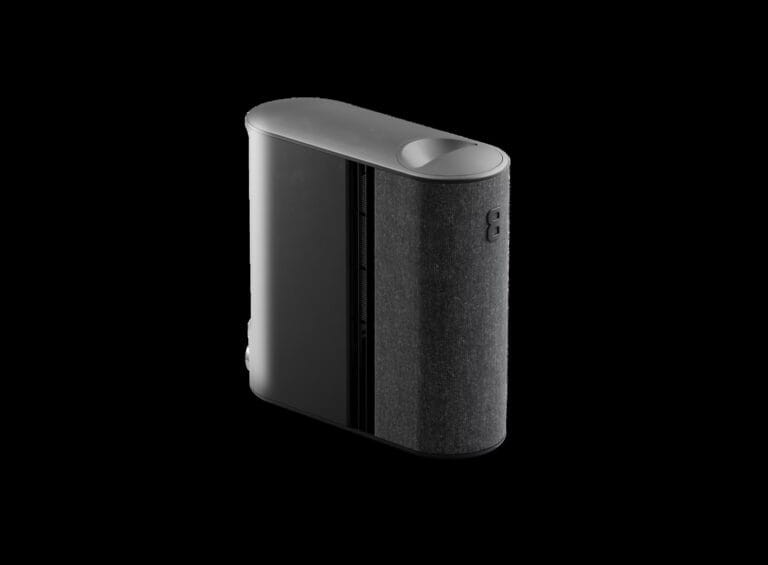 Modern, sleek, compact speaker design.