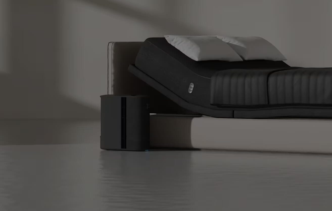 Bed with snore mitigation device nearby