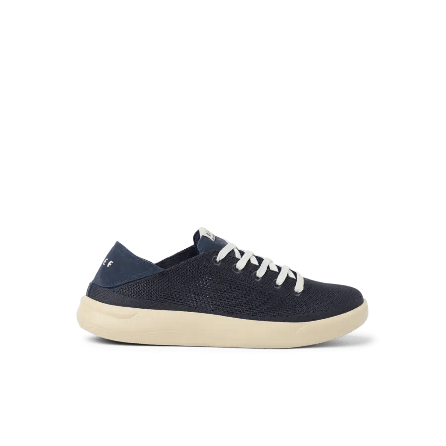 Navy blue mesh sneaker with white laces